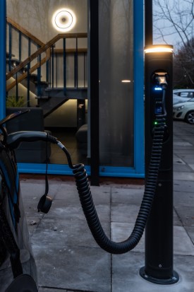 EV Charging Post in car park by office